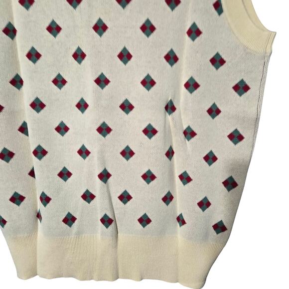 Bogey Boys Men's Sweater Vest Sz SM Yellowish‎ Cream Diamond Retro Golf Style - Picture 3 of 7